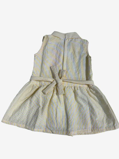 Light yellow and white vertical pinstripes cotton frock