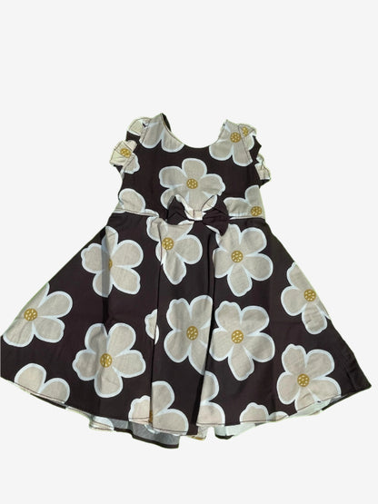 Floral brown background white flowers Cotton Frock