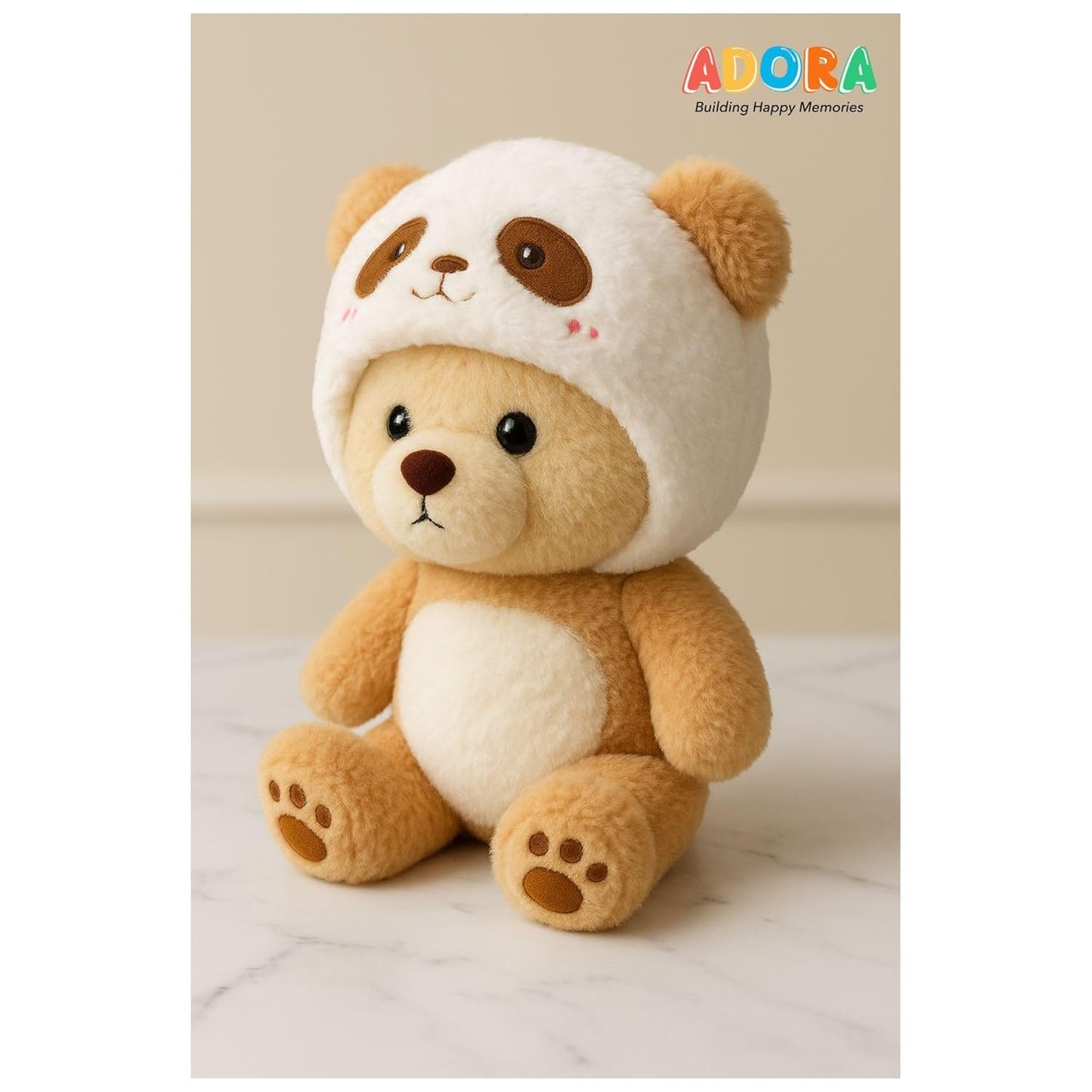 Adora Panda Hood Teddy Bear Plush Toy – Soft Stuffed Bear for Kids