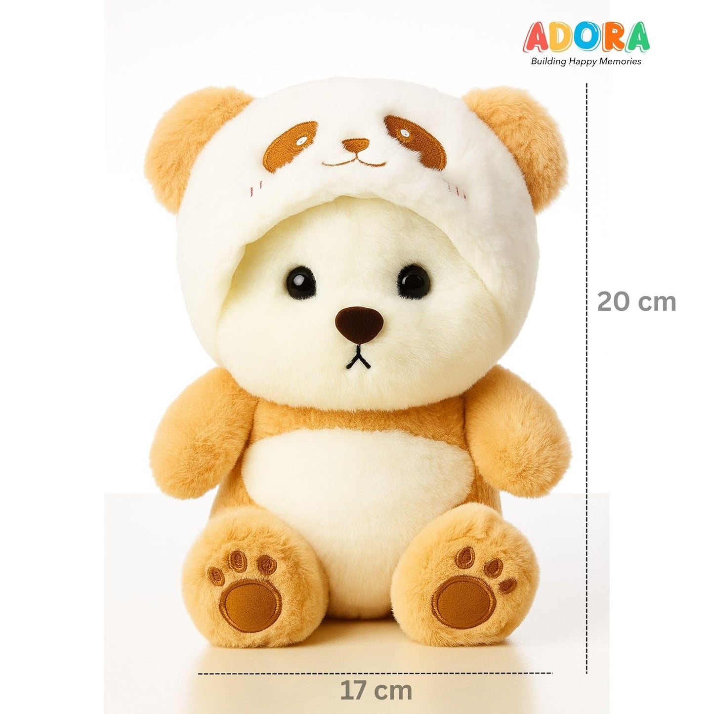Adora Panda Hood Teddy Bear Plush Toy – Soft Stuffed Bear for Kids