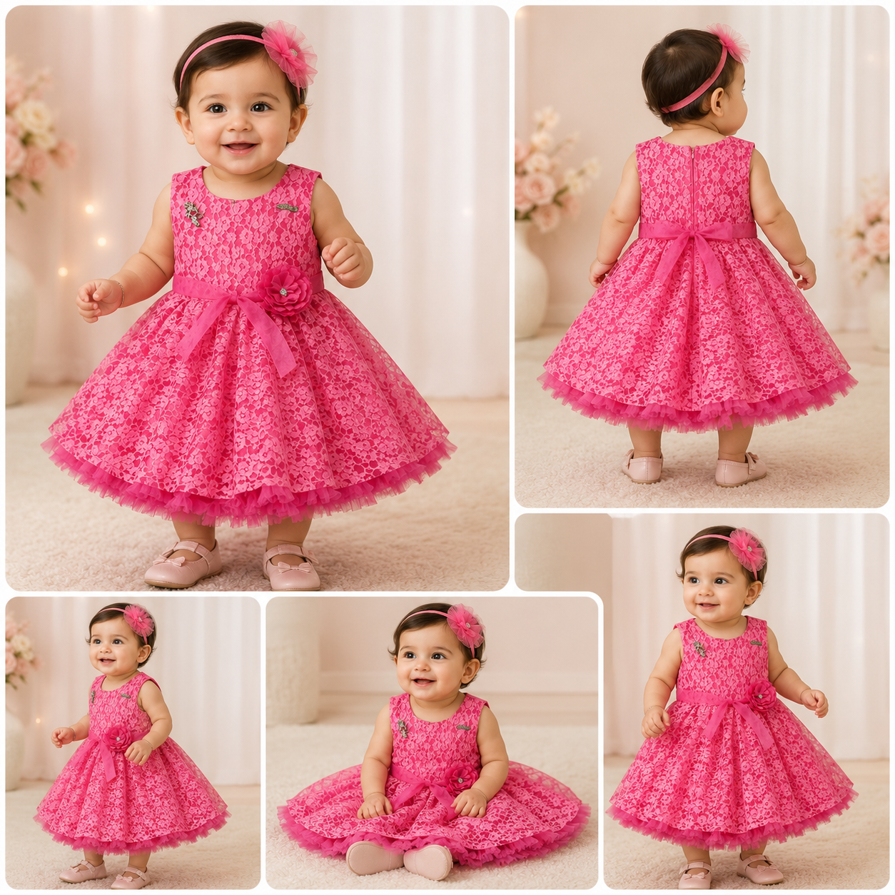 Pink Lace Party Dress for Girls | Elegant Sleeveless Princess Dress | Size 20