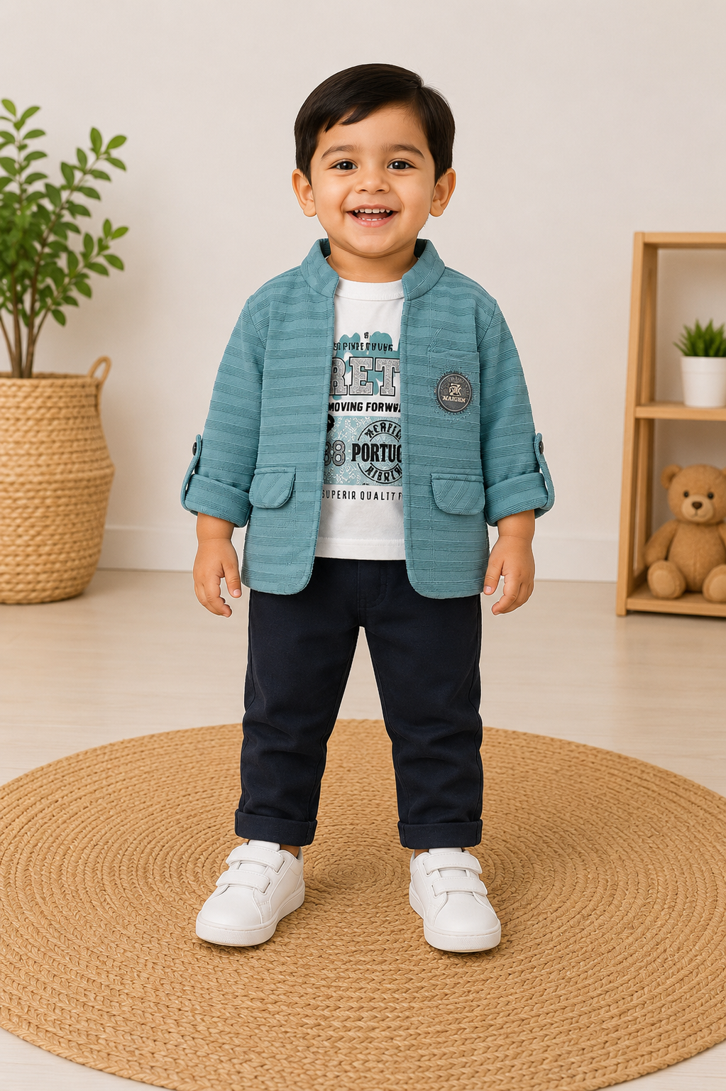 Boys 3-Piece Aqua Blue Blazer Style Outfit Set