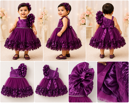 Purple One-Shoulder Princess Party Dress for Girls