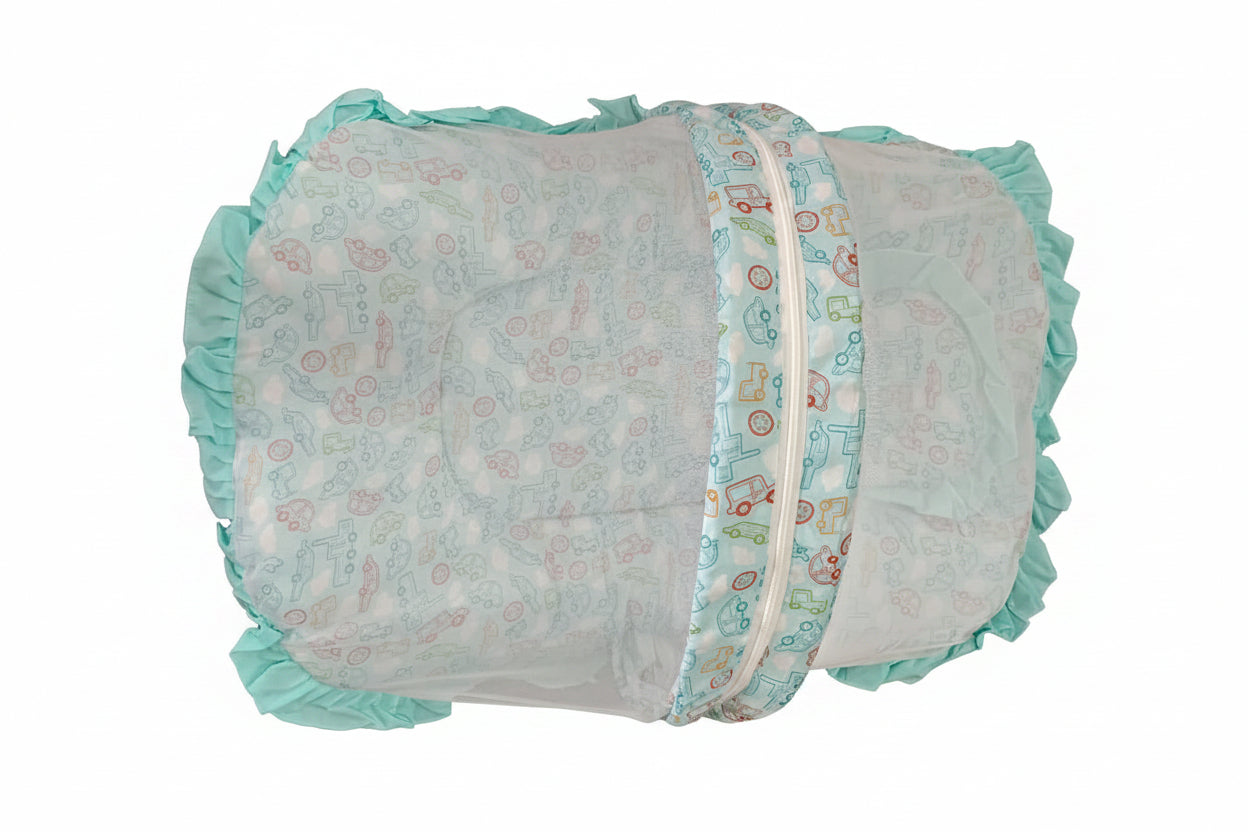 Mee Mee Cushioned Baby Mattress Set & Travel Bed with Mosquito Net & Pillow