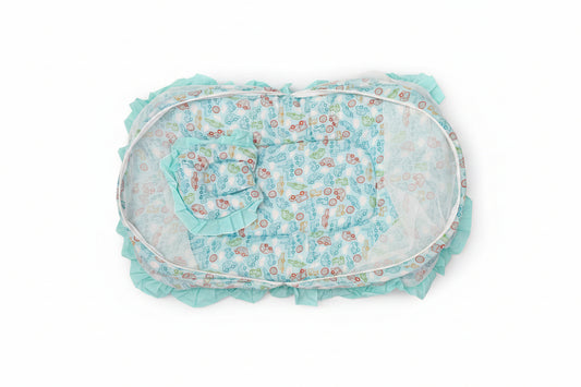 Mee Mee Cushioned Baby Mattress Set & Travel Bed with Mosquito Net & Pillow