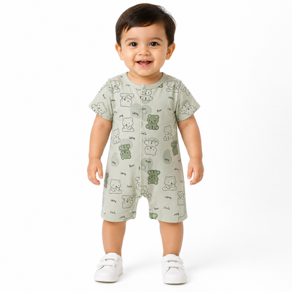 Baby Bear Print Cotton Romper