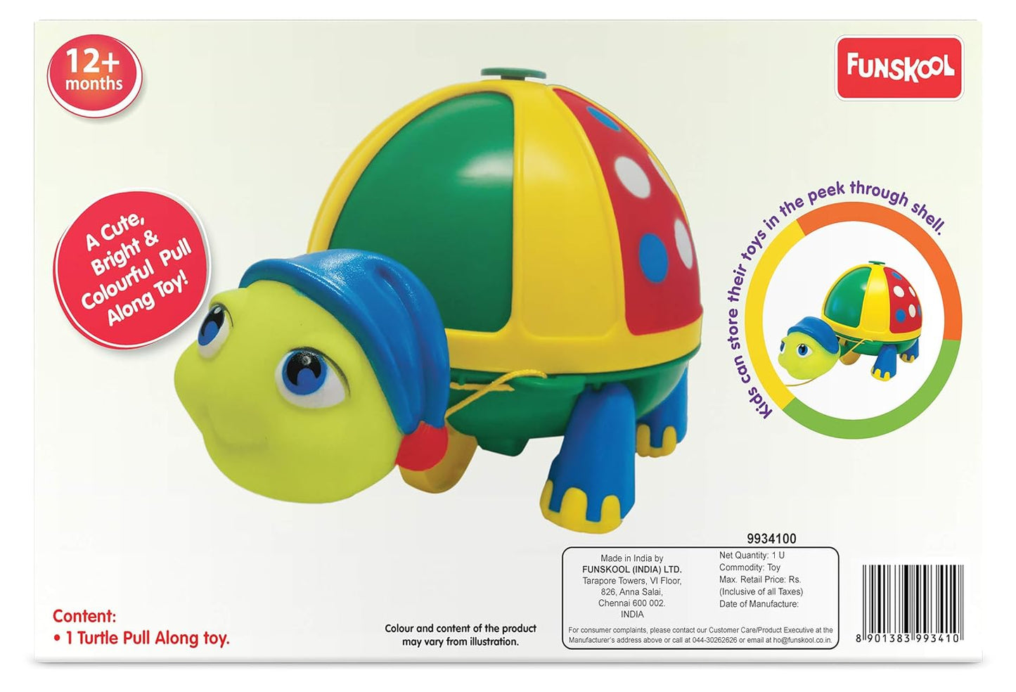 Roly Poly Turtle Pull Along Toy for Kids