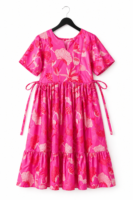 Maternity & Feeding Dress | Nursing Dress with Side Waist Ties | M