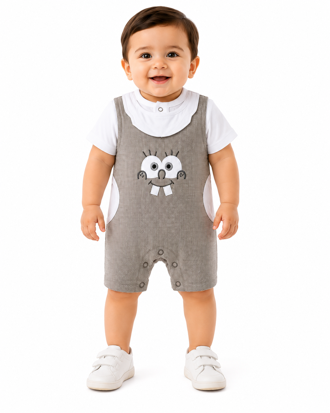 Baby Unisex Cotton Cartoon Romper – Grey