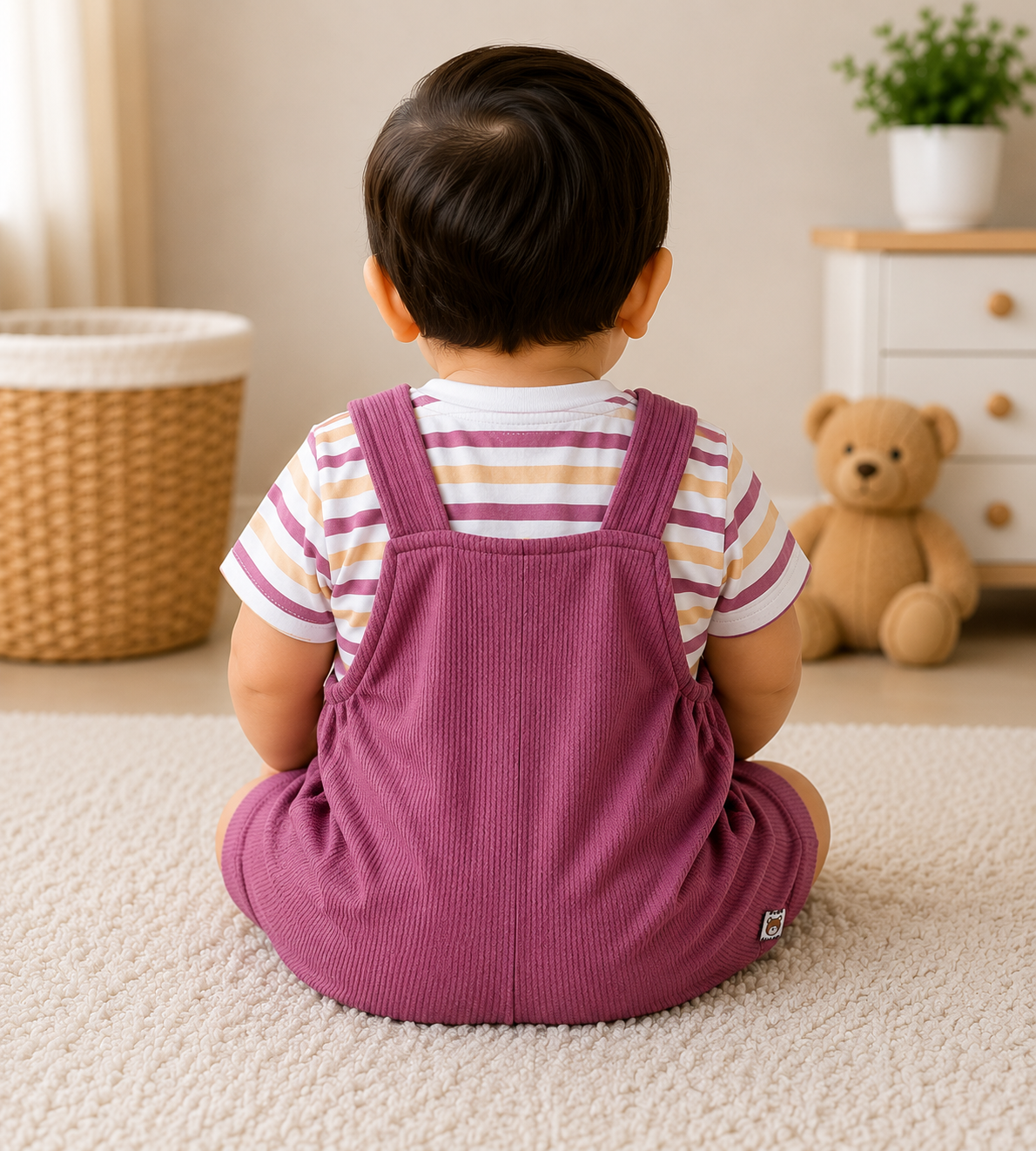 Baby Boys Cotton Dungaree Set – Purple Fast Car Design
