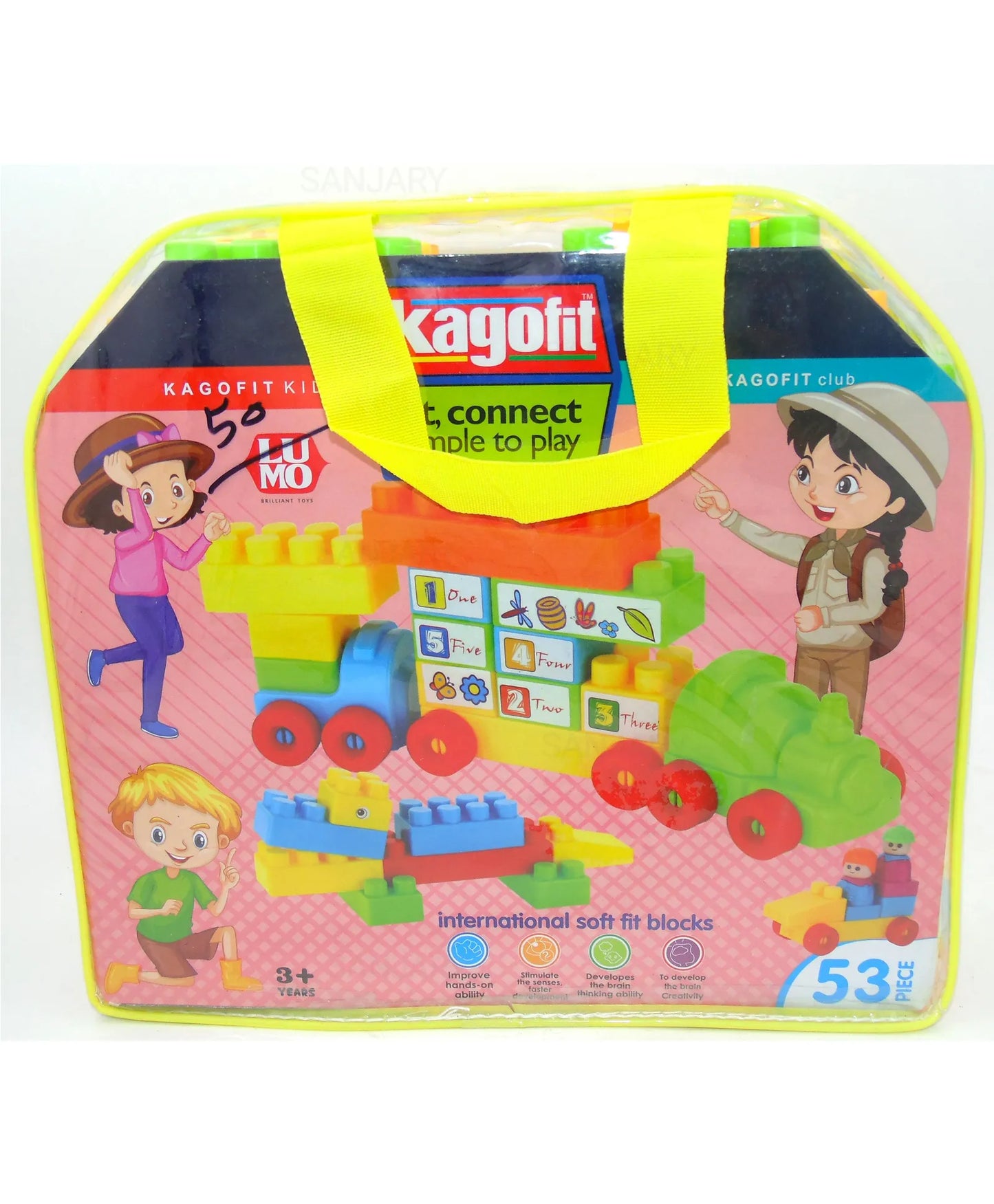 Kagofit Soft Building Blocks Set for Kids – 53 Pieces Educational Toy