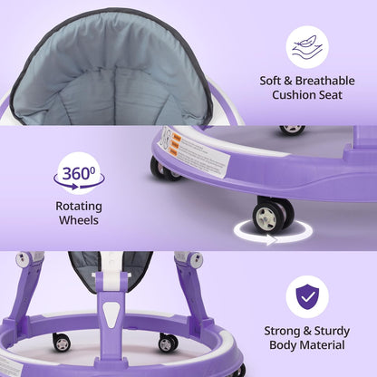 LuvLap Adjustable Baby Walker with 360° Wheels & Foldable Design