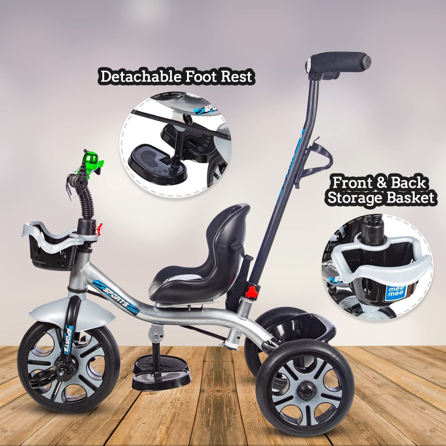 Mee Mee Kids Tricycle with Parent Push Handle & Storage Basket
