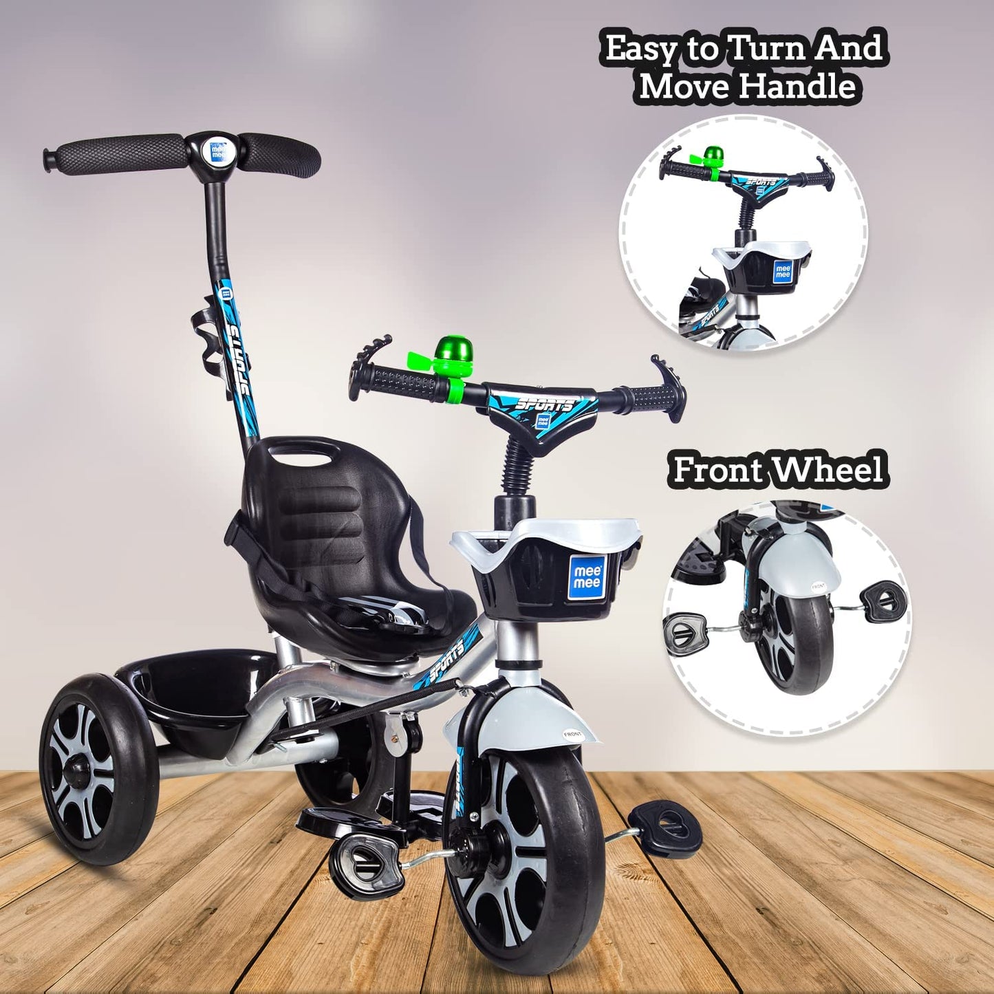 Mee Mee Kids Tricycle with Parent Push Handle & Storage Basket