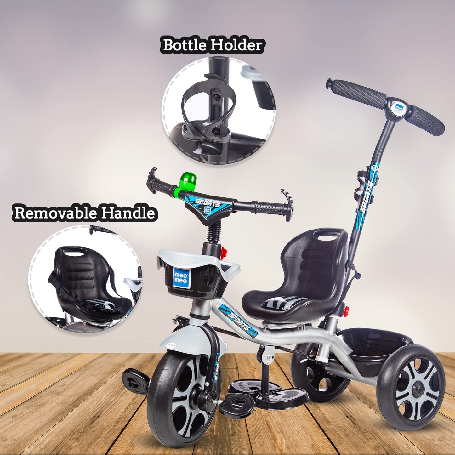 Mee Mee Kids Tricycle with Parent Push Handle & Storage Basket