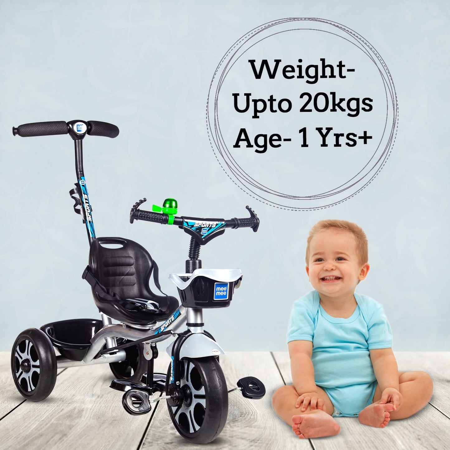 Mee Mee Kids Tricycle with Parent Push Handle & Storage Basket