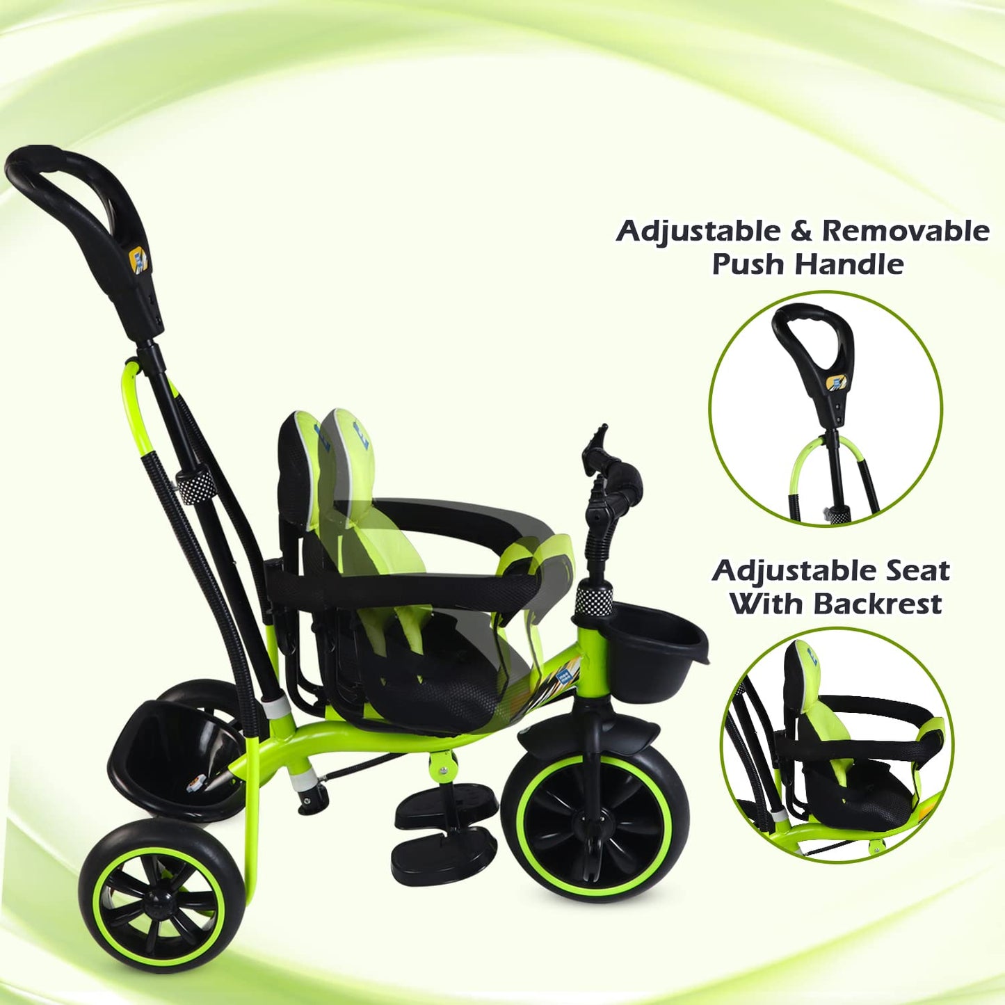 Mee Mee Premium Kids Tricycle with Parent Push Handle & Safety Seat
