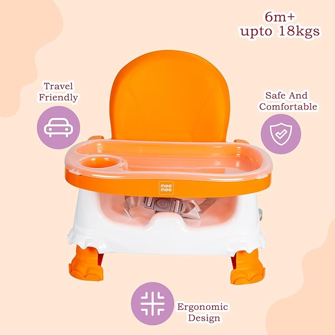 Mee Mee Foldable Booster Seat with Feeding Tray, Orange