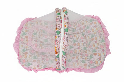 Mee Mee Cushioned Baby Mattress Set & Travel Bed with Mosquito Net & Pillow