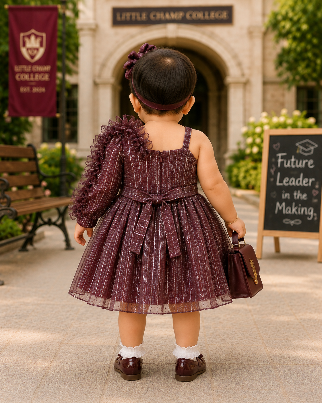 Shimmer One-Shoulder Ruffle Party Dress for Girls