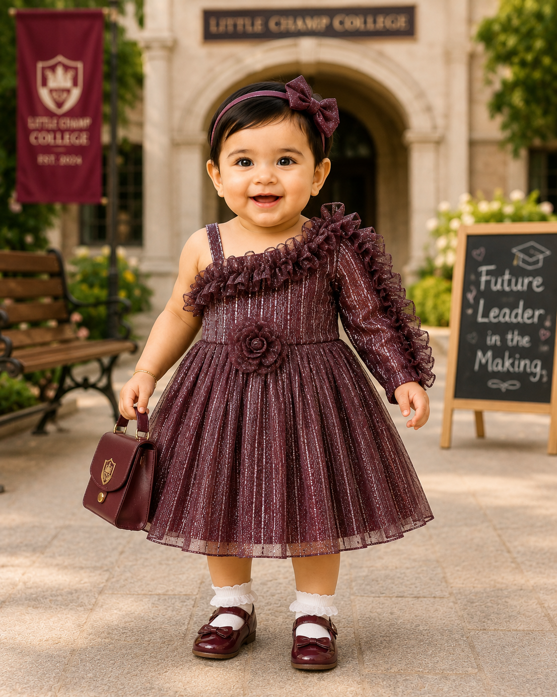 Shimmer One-Shoulder Ruffle Party Dress for Girls