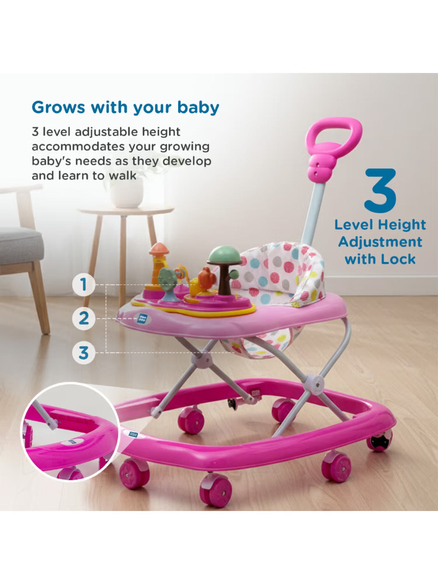Baby Activity Walker with Musical Toy Tray & Safety Stopper (12-18 Months)