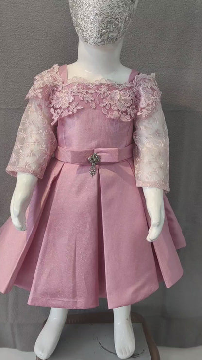Beautiful pastel pink party frock | Girl party wear frock |  6months - 1 Yr - 2 Yr