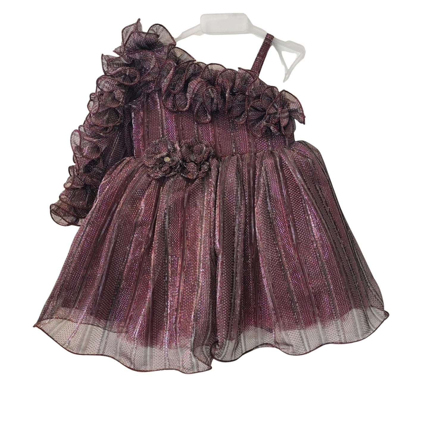 Shimmer One-Shoulder Ruffle Party Dress for Girls