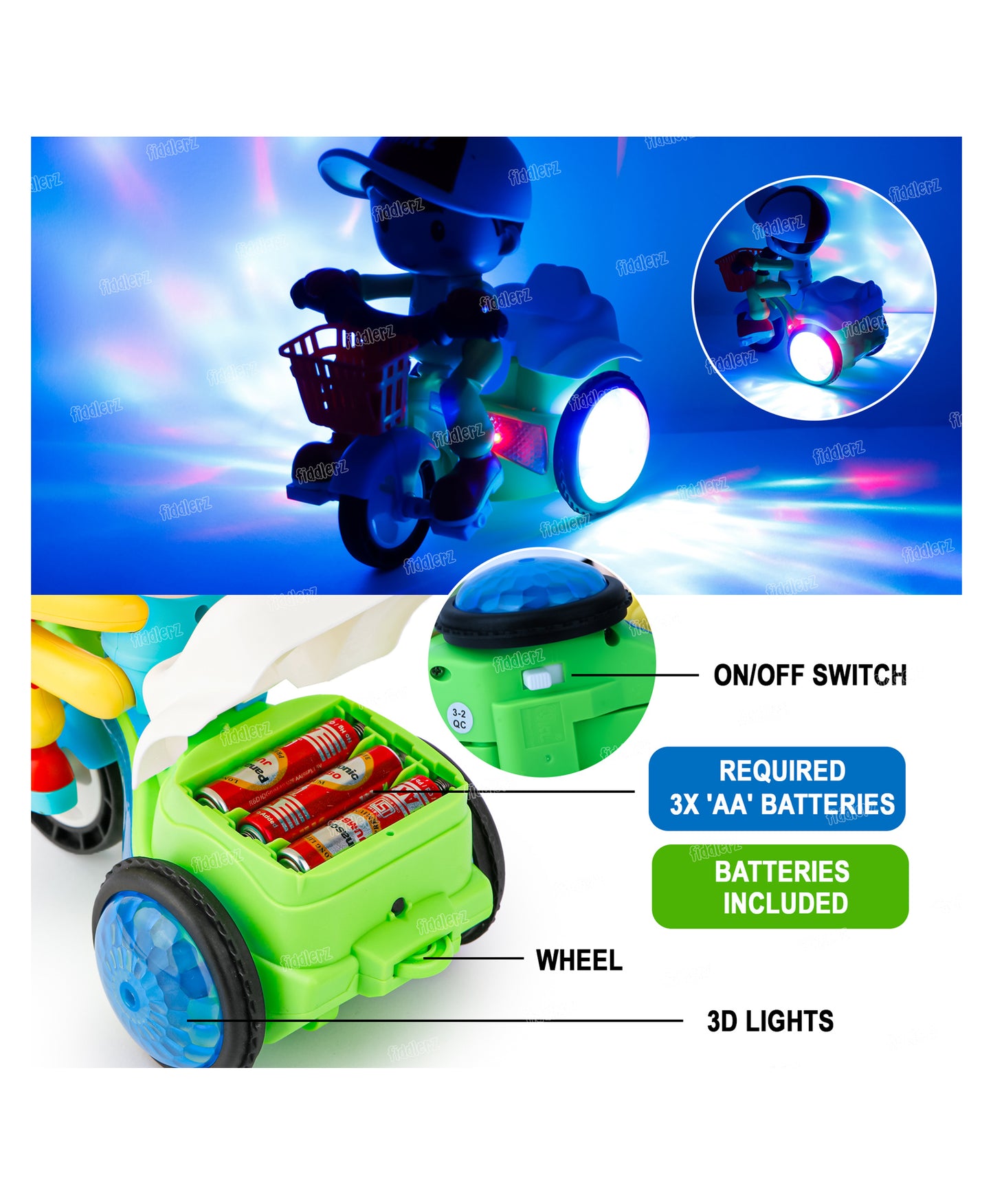 360° Stunt Musical Tricycle Toy with Lights