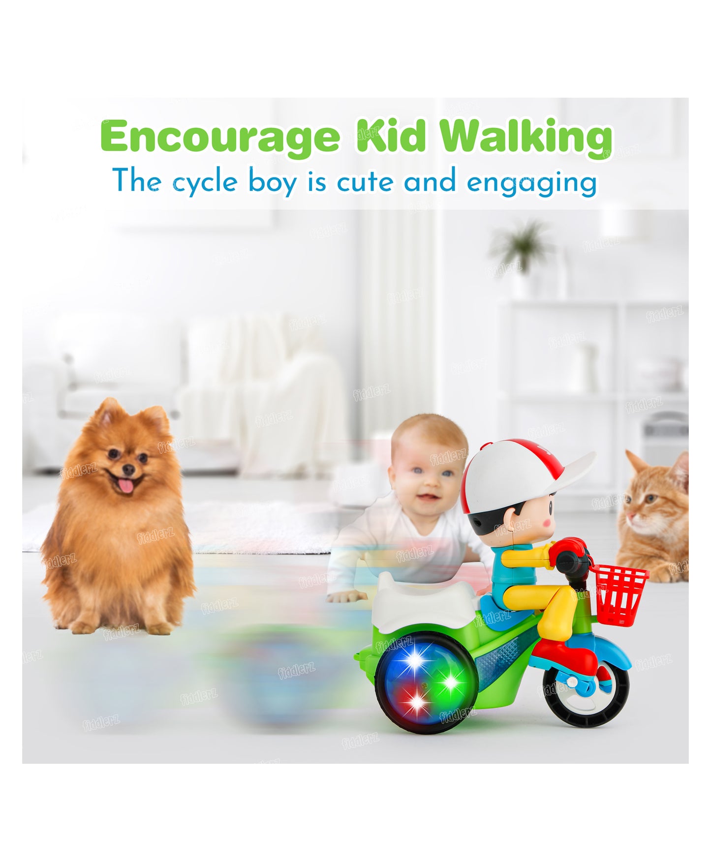 360° Stunt Musical Tricycle Toy with Lights