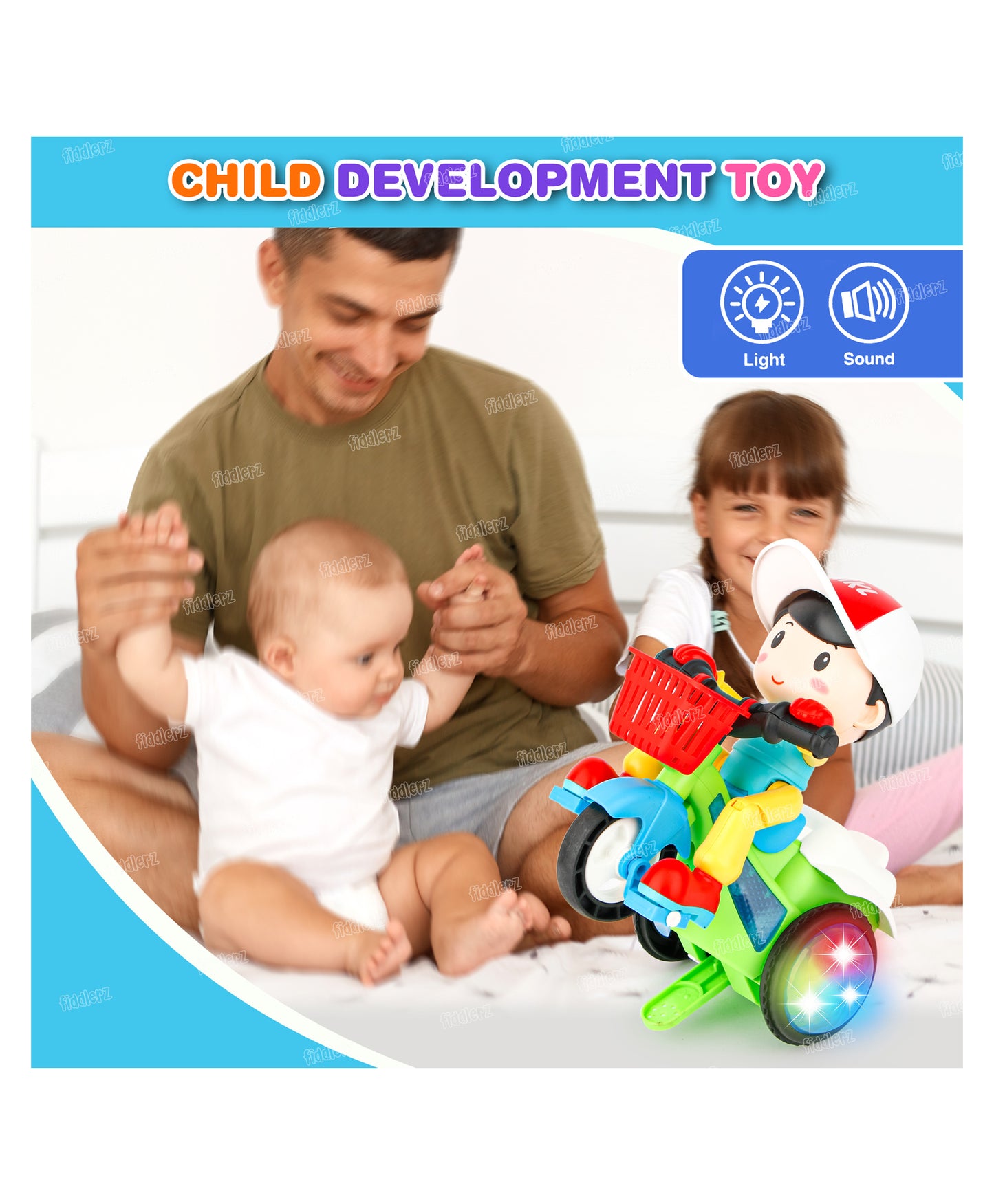 360° Stunt Musical Tricycle Toy with Lights