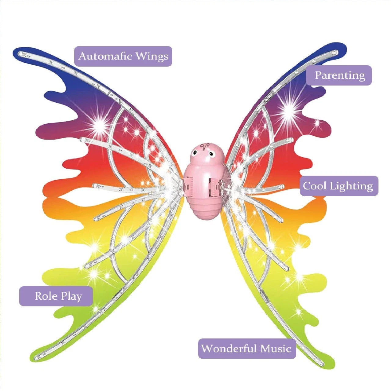 Dream Princess LED Butterfly Wings for Kids – Musical Light-Up Fairy Wings