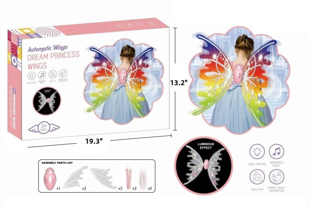 Dream Princess LED Butterfly Wings for Kids – Musical Light-Up Fairy Wings